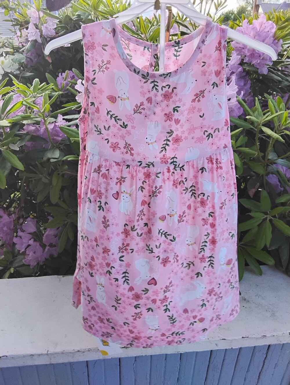 Moyush Girls' Pink Bunny Print Sleeveless Dress NWT Sz 3